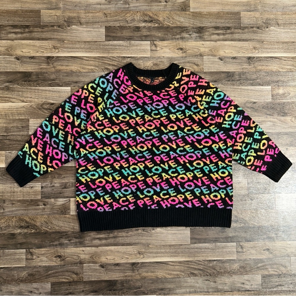 Torrid Rainbow “Love Peace Hope” Knit Sweater – Size 4 (Plus)